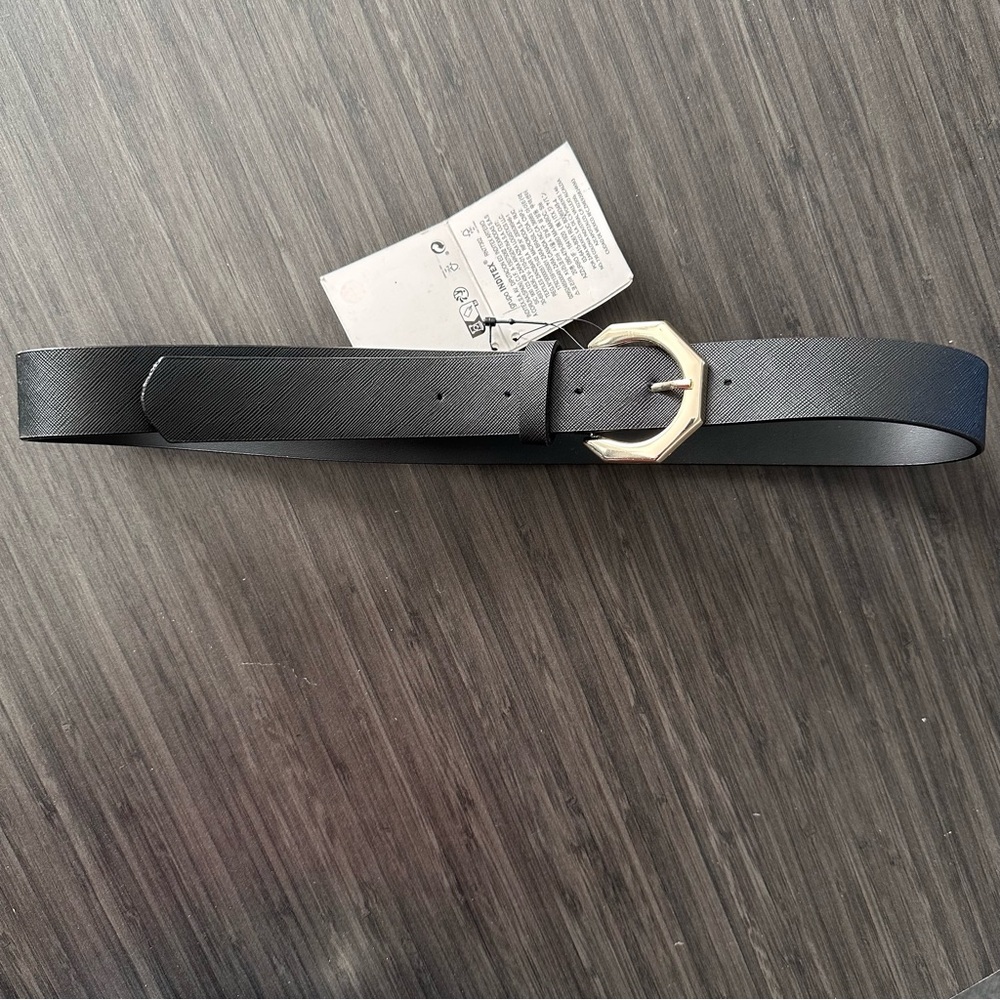 Zara Faux Leather Belt with Golden Tone Buckle
